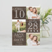 Unser Date Rustic Wood Monogram Foto gerettet Save The Date (Stehend Vorderseite)