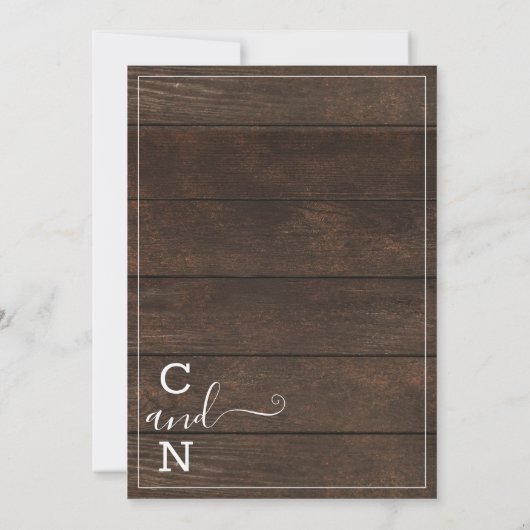 Unser Date Rustic Wood Monogram Foto gerettet Save The Date (Rückseite)