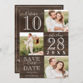 Unser Date Rustic Wood Monogram Foto gerettet Save The Date (Vorne/Hinten)