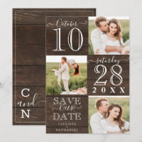 Unser Date Rustic Wood Monogram Foto gerettet