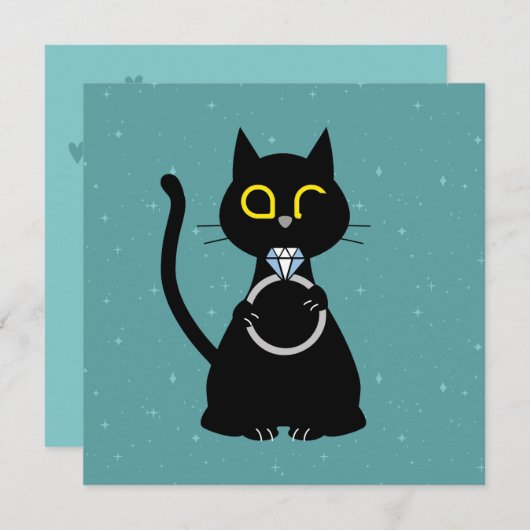 UNSER DATUM gerettet - Funny Cat Wedding Card Einladung (Vorne/Hinten)