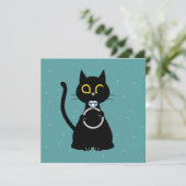 UNSER DATUM gerettet - Funny Cat Wedding Card Einladung (Stehend Vorderseite)