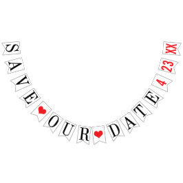 UNSER DATUM gerettet: PERSONALISIERTER ZEITPUNKT Wimpelkette