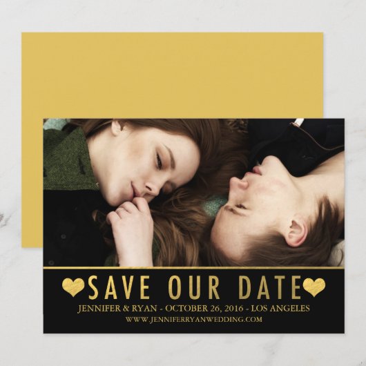 UNSER DATUM gerettet | SAVE THE DATE GOLD (Vorne/Hinten)