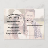 UNSER DATUM gerettet | SAVE THE DATE SCRIPT-ANKÜND Ankündigungspostkarte (Rückseite)