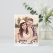 UNSER DATUM gerettet | SAVE THE DATE SCRIPT-ANKÜND Ankündigungspostkarte (Stehend Vorderseite)