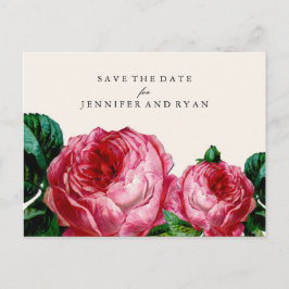 UNSER DATUM gerettet | VINTAGE ROSE SAVE THE DATE Ankündigungspostkarte