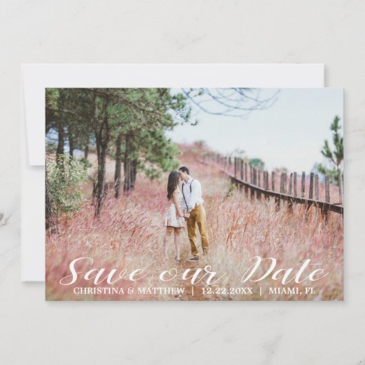 UNSER DATUM Hochzeit 4 FOTOS Collage Blue gerettet Save The Date (Vorderseite)