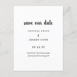 Unser Datum Minimalistisch Schwarz-weiß Save the D Ankündigungspostkarte