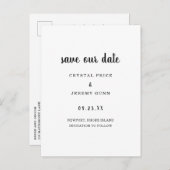 Unser Datum Minimalistisch Schwarz-weiß Save the D Ankündigungspostkarte (Vorne/Hinten)