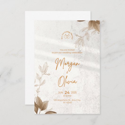 Unser Datum mit Freude ، Hochzeitseinladung (Vorne/Hinten)