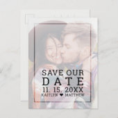 Unser Datum verblasst Foto Minimalistisch Typograf Ankündigungspostkarte (Vorne/Hinten)