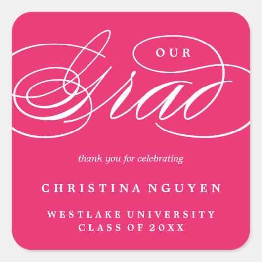 UNSER ELEGANTES SKRIPT GRAD | DANK IHNEN STICKER (Vorderseite)