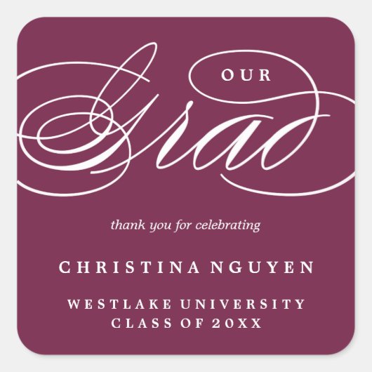 UNSER ELEGANTES SKRIPT GRAD | DANK IHNEN STICKER (Vorderseite)