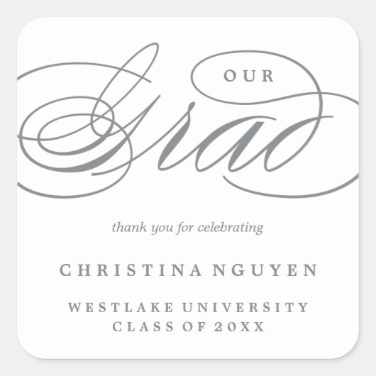 UNSER ELEGANTES SKRIPT GRAD | DANK IHNEN STICKER (Vorderseite)