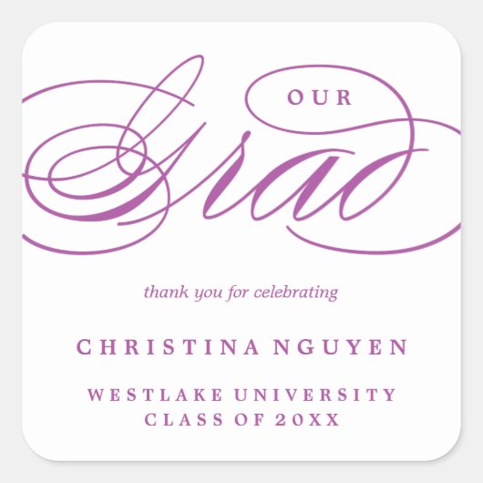 UNSER ELEGANTES SKRIPT GRAD | DANK IHNEN STICKER (Vorderseite)