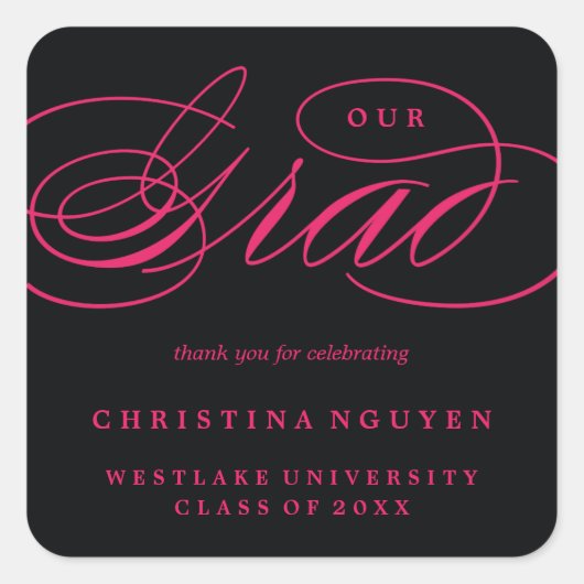 UNSER ELEGANTES SKRIPT GRAD | DANK IHNEN STICKER (Vorderseite)