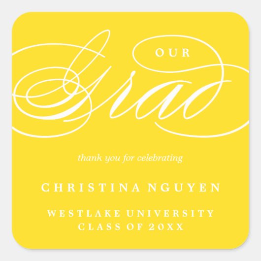 UNSER ELEGANTES SKRIPT GRAD | DANK IHNEN STICKER (Vorderseite)