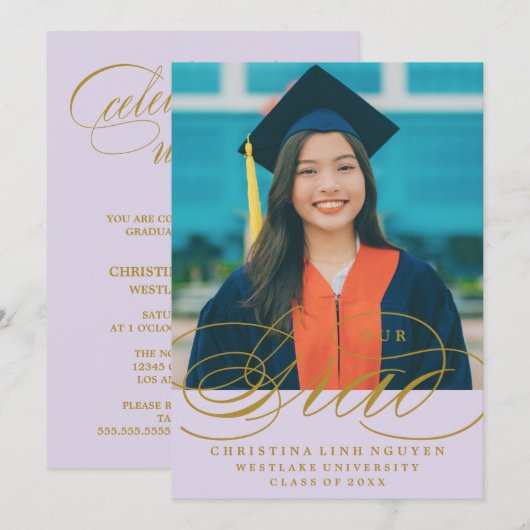 UNSER ELEGANTES SKRIPT GRAD | EINLADUNG VON ABSCHL (Vorne/Hinten)