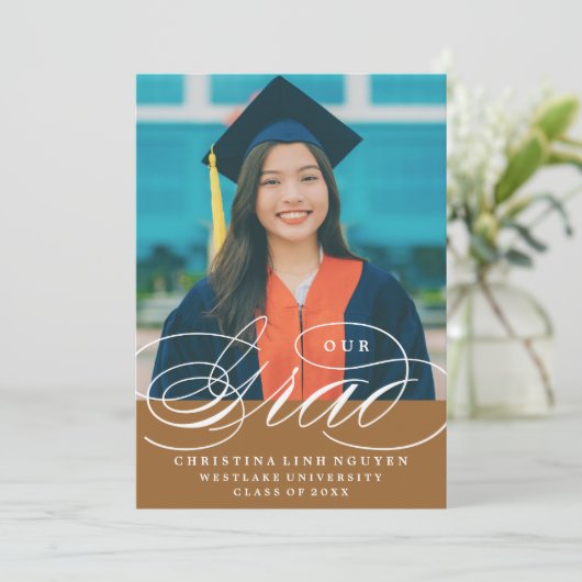 UNSER ELEGANTES SKRIPT GRAD | EINLADUNG VON ABSCHL (Stehend Vorderseite)