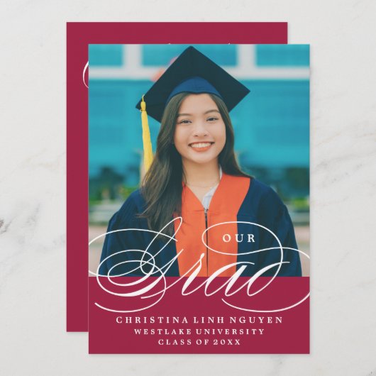 UNSER ELEGANTES SKRIPT GRAD | EINLADUNG VON ABSCHL (Vorne/Hinten)