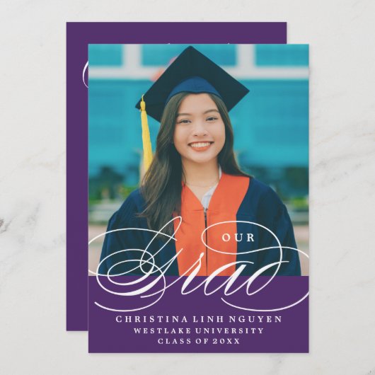 UNSER ELEGANTES SKRIPT GRAD | EINLADUNG VON ABSCHL (Vorne/Hinten)