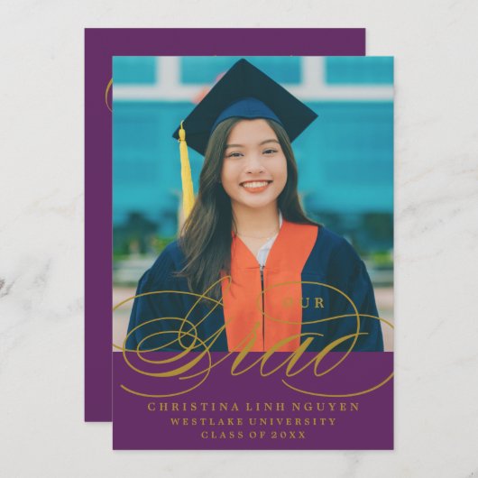 UNSER ELEGANTES SKRIPT GRAD | EINLADUNG VON ABSCHL (Vorne/Hinten)