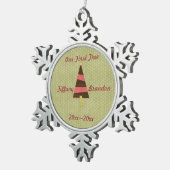 Unser erster Baum für Weihnachtsschmuck Schneeflocken Zinn-Ornament (Rechts)