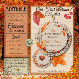 Unser erster Herbst zusammen: Name & Datum fallen Keramik Ornament