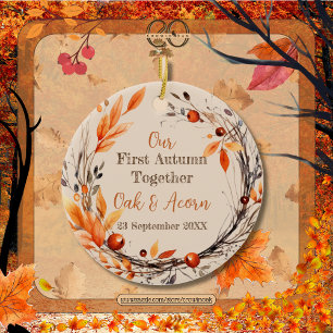 Unser erster Herbst zusammen: Name & Datum Herbstk Keramik Ornament