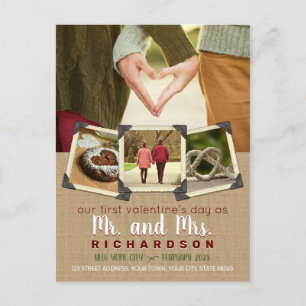 Unser erster Valentinstag als Mr. & Mrs. Ihre Foto Feiertagspostkarte