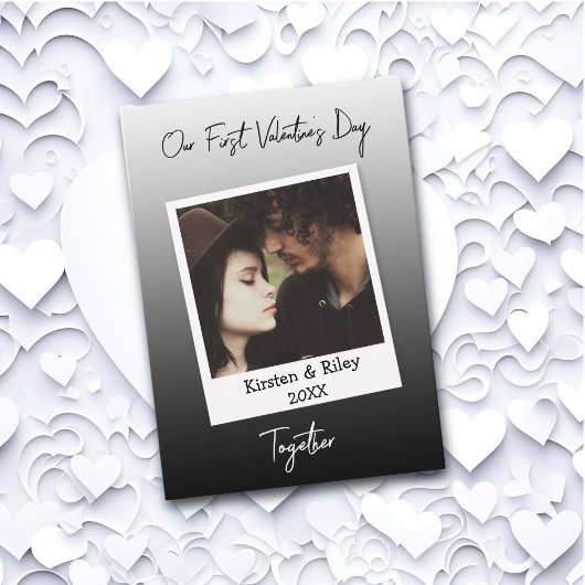 Unser erster Valentinstag Personalisierter Retro Karte