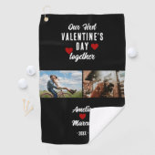 Unser erster Valentinstag zusammen 2 Fotos Schwarz Golfhandtuch (Insitu)
