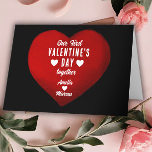 Unser erster Valentinstag Zusammen Herz Paar  Feiertagskarte