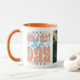 Unser erster Vatertag Retro Custom Foto Tasse