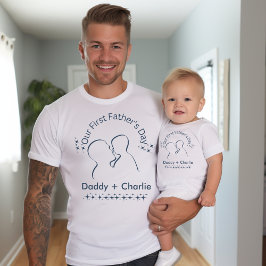 Unser erster Vatertag, Vater hält das Baby auf T-Shirt