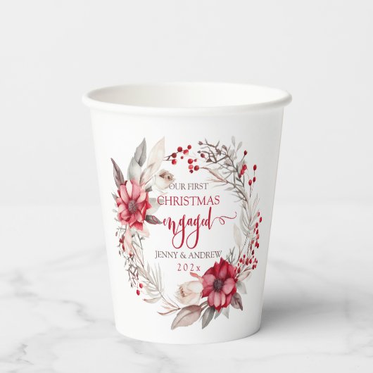 Unser erster Verlobter Weihnachtskranz Pappbecher (Rückseite)