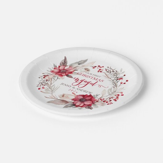 Unser erster Verlobter Weihnachtskranz Pappteller (Schrägansicht)