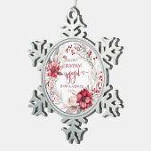 Unser erster Verlobter Weihnachtskranz Schneeflocken Zinn-Ornament (Rechts)