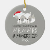 Unser erster Weihnachts-arktischer Fox Personalisi Keramik Ornament (Vorne)