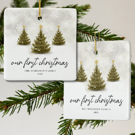 Unser erster Weihnachts-Tannenbaum-Feiertag Keramikornament