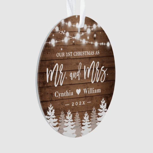 Unser erster Weihnachtsbaum, frisch vermählt, rust Ornament (Vorderseite)