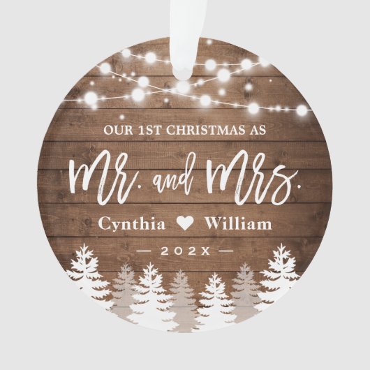 Unser erster Weihnachtsbaum, frisch vermählt, rust Ornament (Vorderseite)