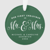 Unser erster Weihnachtsfest, frisch vermählt, grün Ornament (Vorderseite)