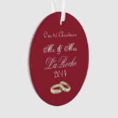 Unser erster Weihnachtsherr u. Frau Red Ornament (Vorderseite)