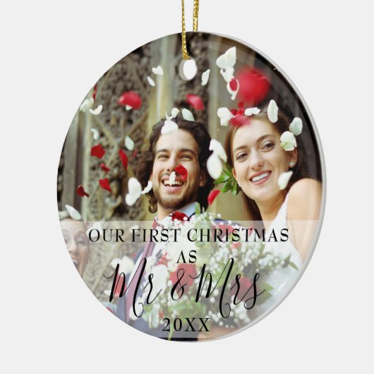 Unser Erster Weihnachtsmann Foto Holiday Keramik Ornament (Links)