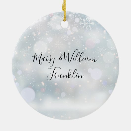 Unser Erster Weihnachtsmann Foto Holiday Keramik Ornament (Hinten)