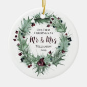 Unser Erster Weihnachtsmann & Mrs.-First Verheirat Keramik Ornament (Vorne)