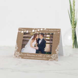 Unser Erster Weihnachtsmann & Mrs. Rustic Fold Car Feiertagskarte