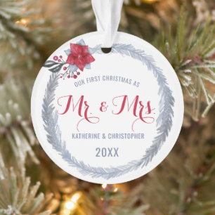 Unser Erster Weihnachtsmann & Mrs. Silver Poinsett Ornament